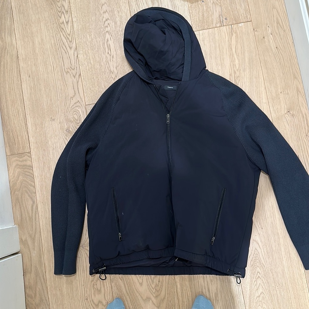 Theory coat with sweater sleeves